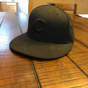 All black Chicago Cubs hat